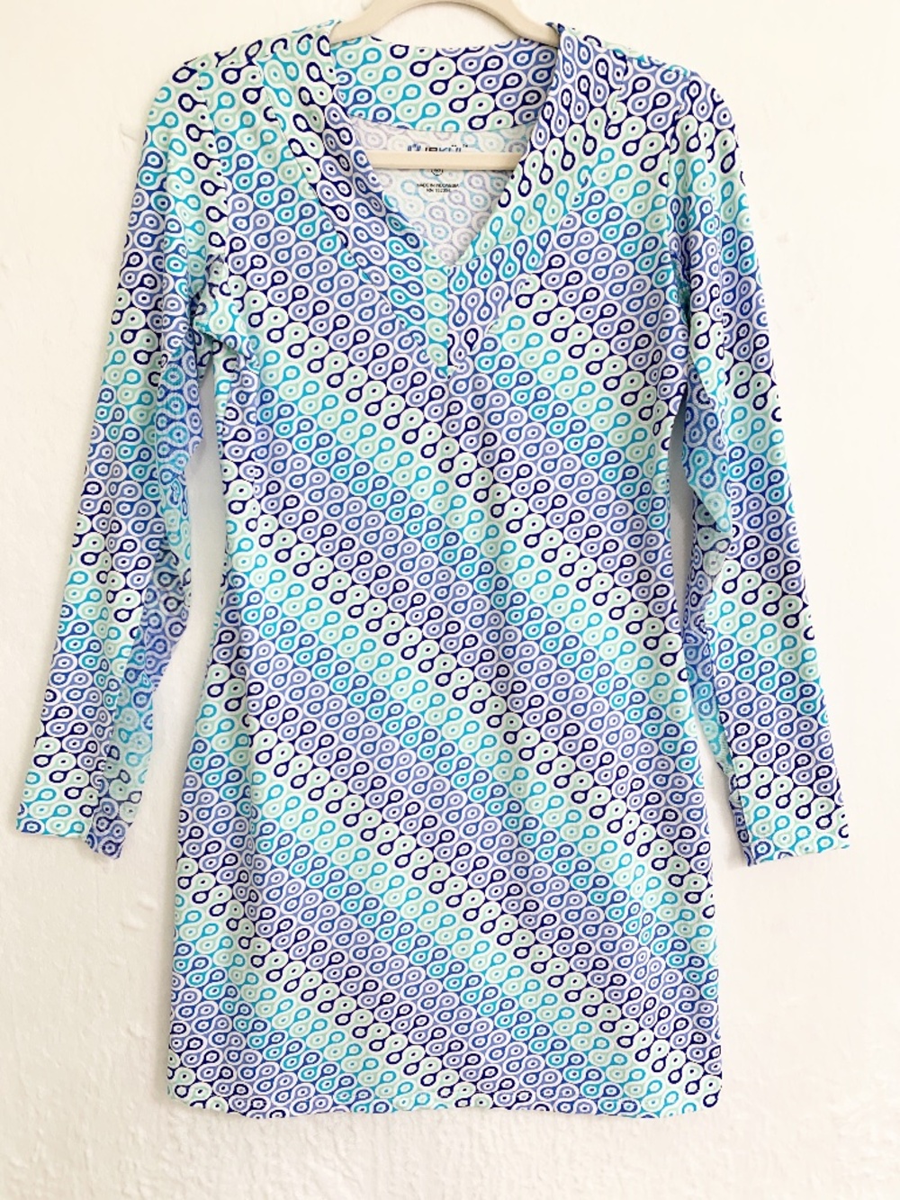 IBKUL Long Sleeve UPF Sun Protection Geometric Print Dress Sz XS